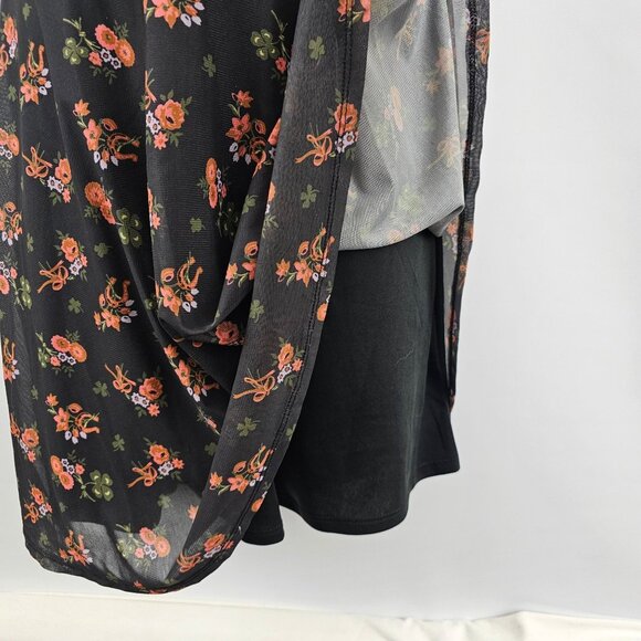 Vintage Y2K Urban Outfitters Babydoll Mini Dress M Dark Floral Ruffle Milkmaid - Picture 10 of 13